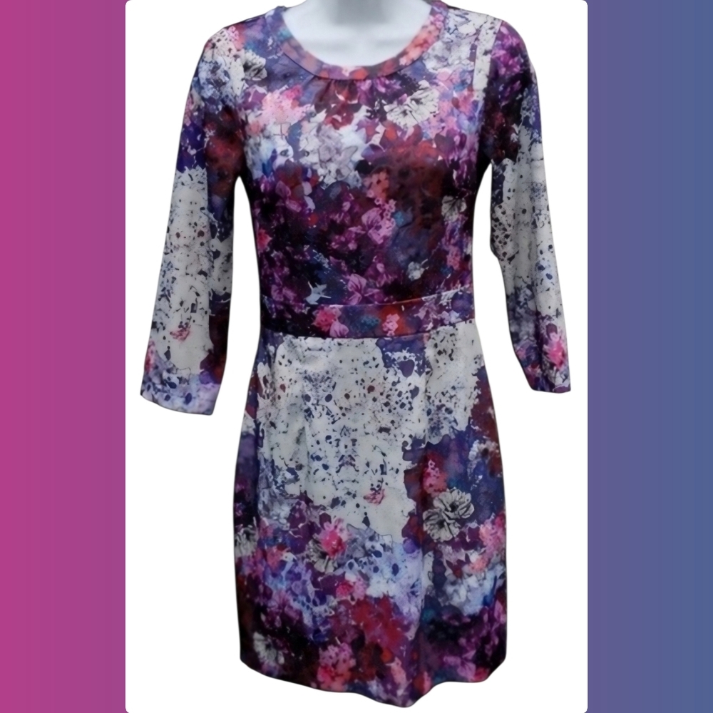 Silky Floral Dress with Long Sleeves by H&M in Pink, Purple, White & Red
